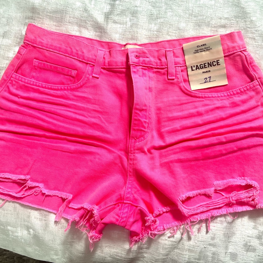 L'AGENCE Vibrant Pink Jean Shorts